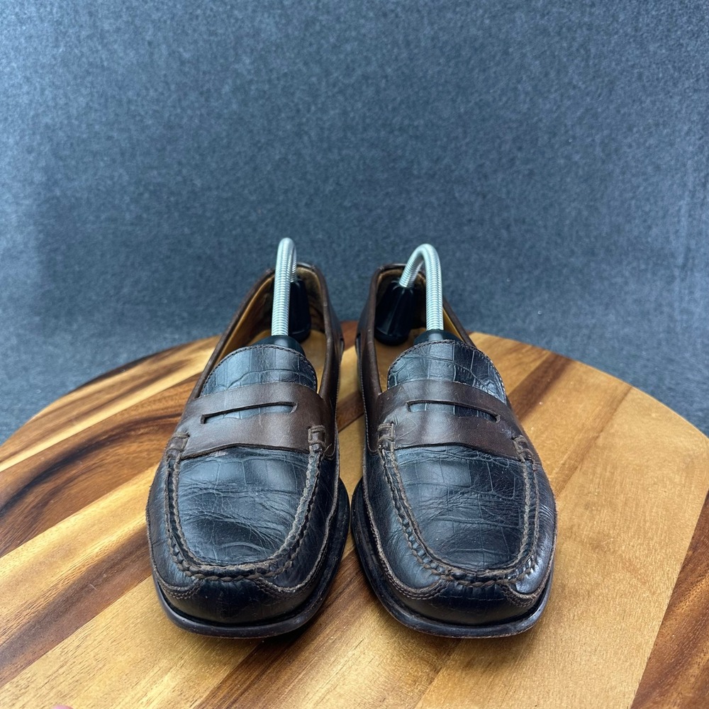 Cole Haan Country Mens 9.5 D Two Tone Croc Embossed Leather Penny Loafers 3118 - Picture 3 of 12